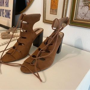 Lace up brown heels